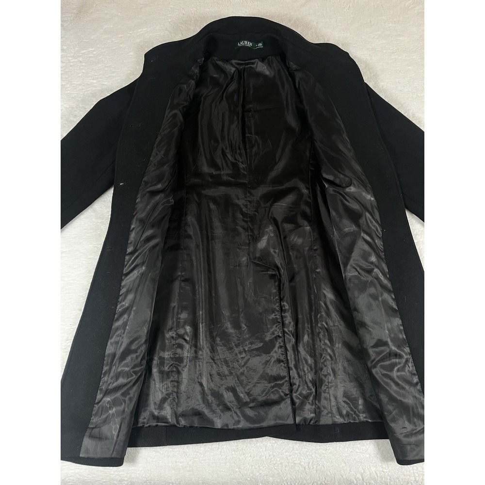 Lauren Ralph Lauren Black Wool Blend Peacoat Military Long Jacket Women's Sz 16 - Picture 6 of 14